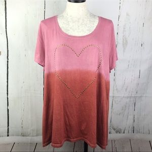 Lane Bryant Heart Embellished Ombré Top Women Sz 18 20
